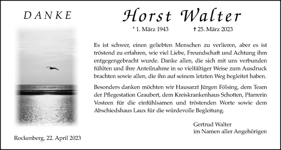 Traueranzeige von Horst Walter von Wetterauer Zeitung
