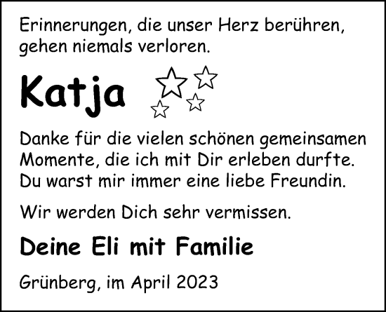 Traueranzeige von Katja Heßler-Angermann von Laubacher Anzeiger