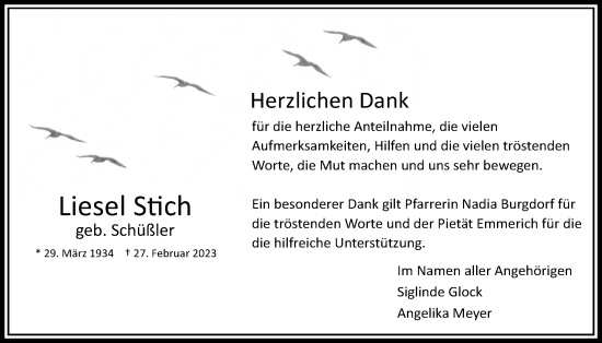 Traueranzeige von Liesel Stich von Bad Vilbel/Karben, Wetterauer Zeitung