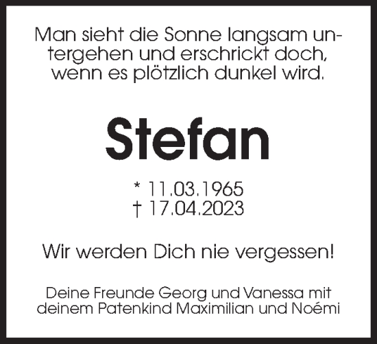 Traueranzeige von Stefan Langsdorf von Giessener Allgemeine, Alsfelder Allgemeine, Wetterauer Zeitung