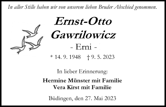 Traueranzeige von Ernst-Otto Gawrilowicz von Kreis-Anzeiger