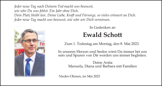 Traueranzeige von Ewald Schott von Mücker Stimme, Alsfelder Allgemeine