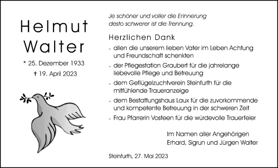 Traueranzeige von Helmut Walter von Wetterauer Zeitung