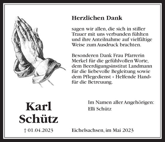 Traueranzeige von Karl Schütz von Kreis-Anzeiger
