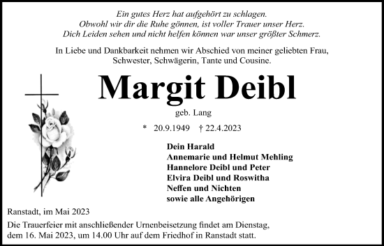 Traueranzeige von Margit Deibl von Kreis-Anzeiger