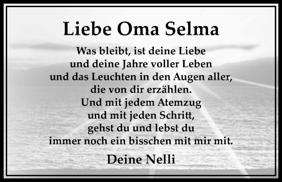 Traueranzeige von Selma Dück von Bad Vilbel/Karben