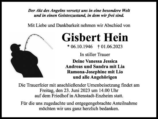 Traueranzeige von Gisbert Hein von Kreis-Anzeiger