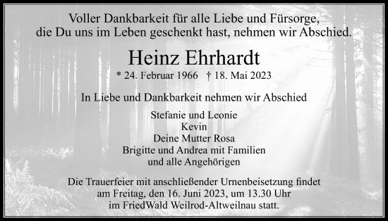 Traueranzeige von Heinz Ehrhardt von Usinger Anzeiger
