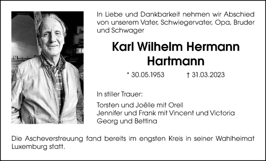 Traueranzeige von Karl  Hartmann von Wetterauer Zeitung