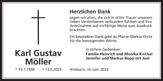 Traueranzeige von Karl Gustav Möller von Kreis-Anzeiger