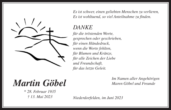 Traueranzeige von Martin Göbel von Bad Vilbel/Karben