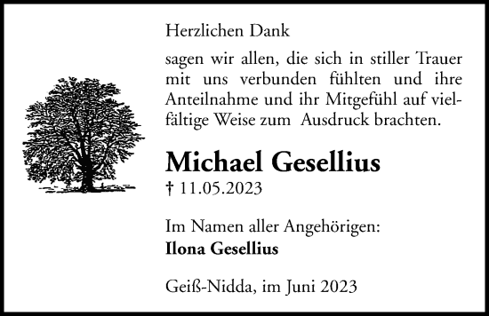 Traueranzeige von Michael Gesellius von Kreis-Anzeiger