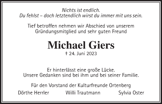 Traueranzeige von Michael Giers von Kreis-Anzeiger