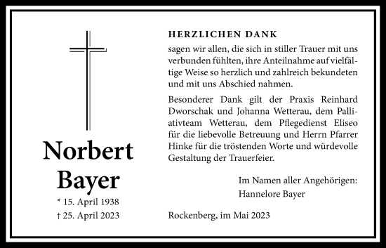 Traueranzeige von Norbert Bayer von Wetterauer Zeitung
