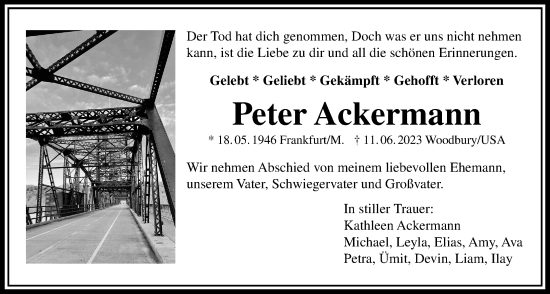 Traueranzeige von Peter Ackermann von Bad Vilbel/Karben