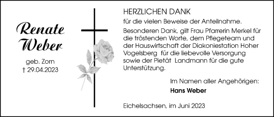 Traueranzeige von Renate Weber von Kreis-Anzeiger