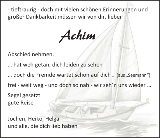 Traueranzeige von Achim Wagner von Giessener Anzeiger, Giessener Allgemeine, Alsfelder Allgemeine