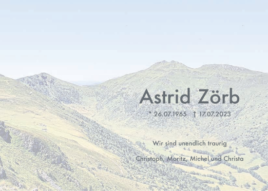 Traueranzeige von Astrid Zörb von Giessener Allgemeine, Alsfelder Allgemeine, Giessener Anzeiger