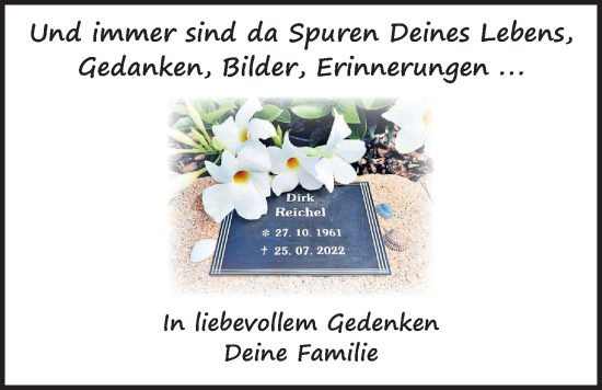 Traueranzeige von Dirk Reichel von Alsfelder Allgemeine, Mücker Stimme