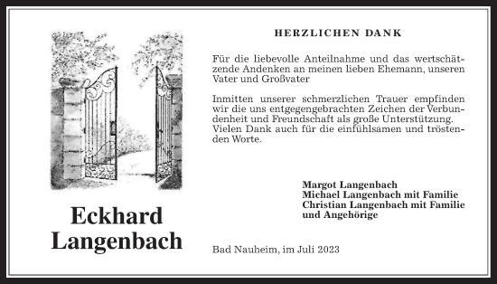 Traueranzeige von Eckhard Langenbach von Wetterauer Zeitung
