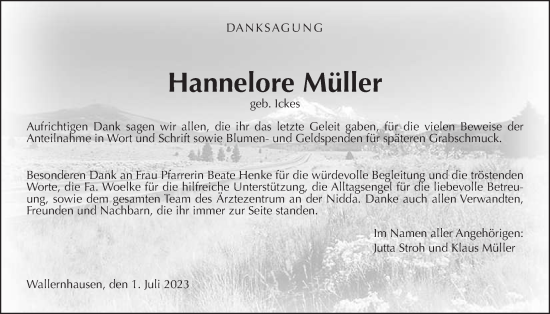 Traueranzeige von Hannelore Müller von Kreis-Anzeiger