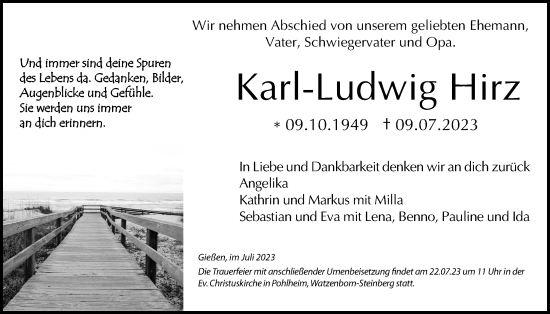 Traueranzeige von Karl-Ludwig Hirz von Pohlheimer Nachrichten