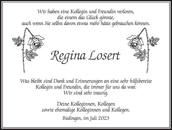 Traueranzeige von Regina Losert von Kreis-Anzeiger