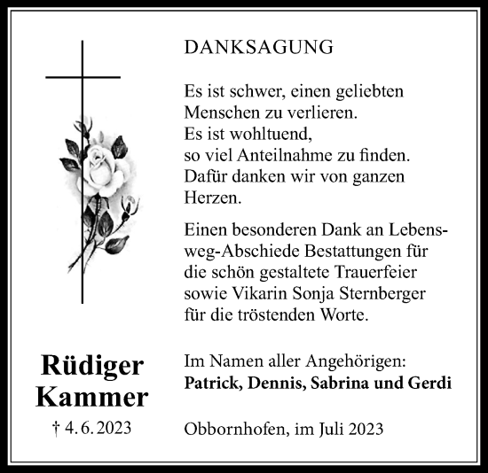 Traueranzeige von Rüdiger Kammer von Licher Wochenblatt