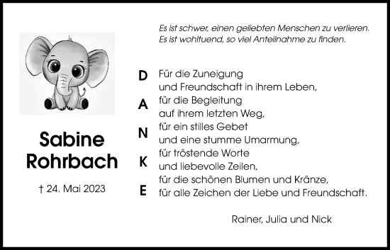 Traueranzeige von Sabine Rohrbach von Bad Vilbel/Karben