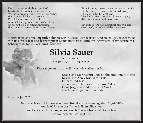 Traueranzeige von Silvia Sauer von Kreis-Anzeiger