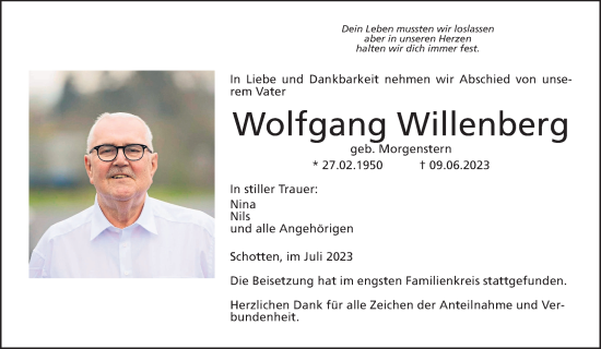 Traueranzeige von Wolfgang Willenberg von Kreis-Anzeiger