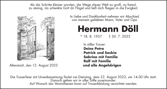 Traueranzeige von Hermann Döll von Kreis-Anzeiger
