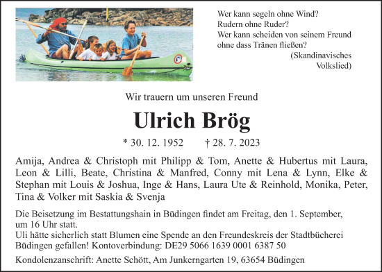 Traueranzeige von Ulrich Brög von Kreis-Anzeiger