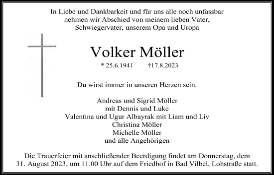 Traueranzeige von Volker Möller von Bad Vilbel/Karben