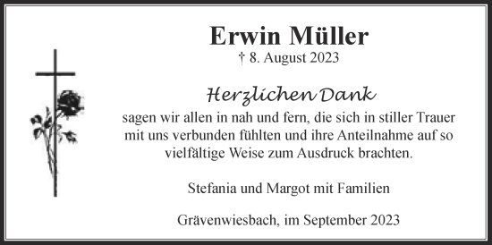 Traueranzeige von Erwin Müller von Usinger Anzeiger