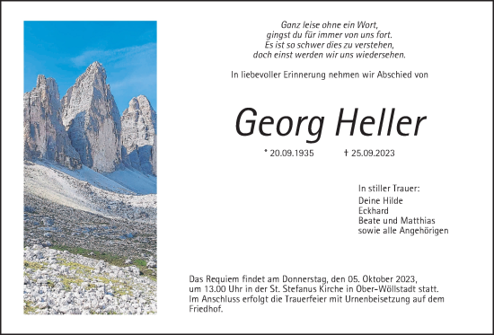 Traueranzeige von Georg Heller von Wetterauer Zeitung