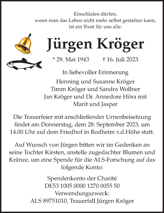 Traueranzeige von Jürgen Kröger von Wetterauer Zeitung