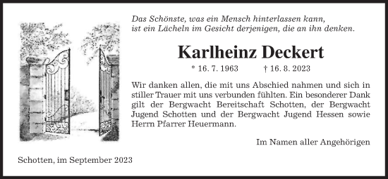 Traueranzeige von Karlheinz Deckert von Kreis-Anzeiger