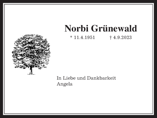 Traueranzeige von Norbert Grünewald von Wetterauer Zeitung