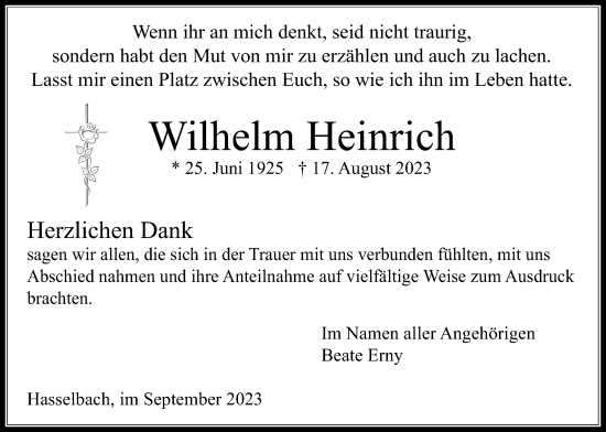 Traueranzeige von Wilhelm Heinrich von Usinger Anzeiger