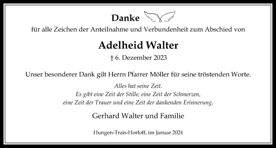 Traueranzeige von Adelheid Walter von Licher Wochenblatt
