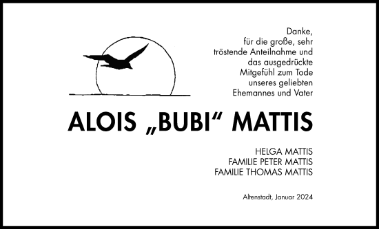 Traueranzeige von Alois Mattis 