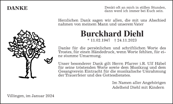 Traueranzeige von Burckhard Diehl von Giessener Allgemeine, Alsfelder Allgemeine