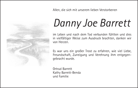 Traueranzeige von Danny Joe Barrett von Wetterauer Zeitung