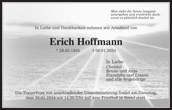 Traueranzeige von Erich Hoffmann von Wetterauer Zeitung