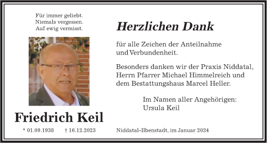 Traueranzeige von Friedrich Keil von Wetterauer Zeitung