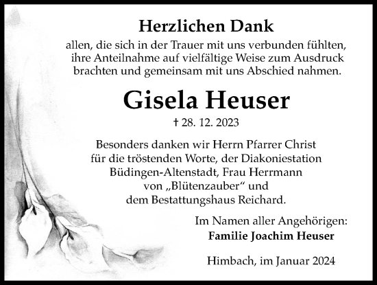 Traueranzeige von Gisela Heuser von Kreis-Anzeiger
