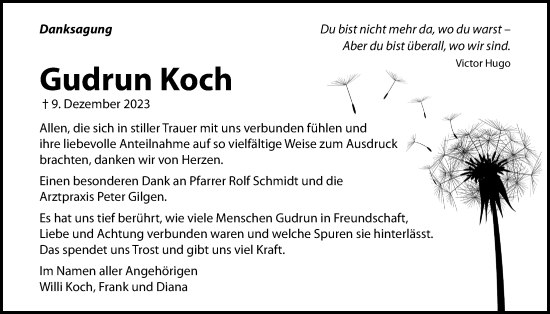Traueranzeige von Gudrun Koch von Giessener Allgemeine, Alsfelder Allgemeine