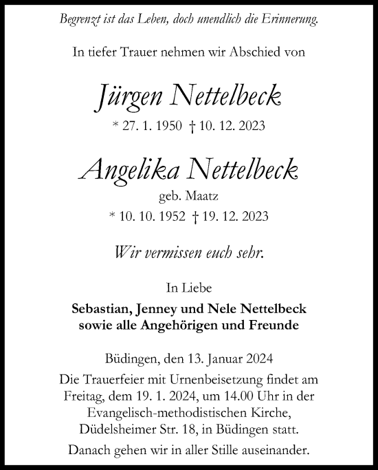 Traueranzeige von Jürgen Nettelbeck von Kreis-Anzeiger
