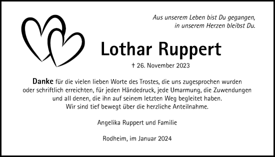 Traueranzeige von Lothar Ruppert von Wetterauer Zeitung